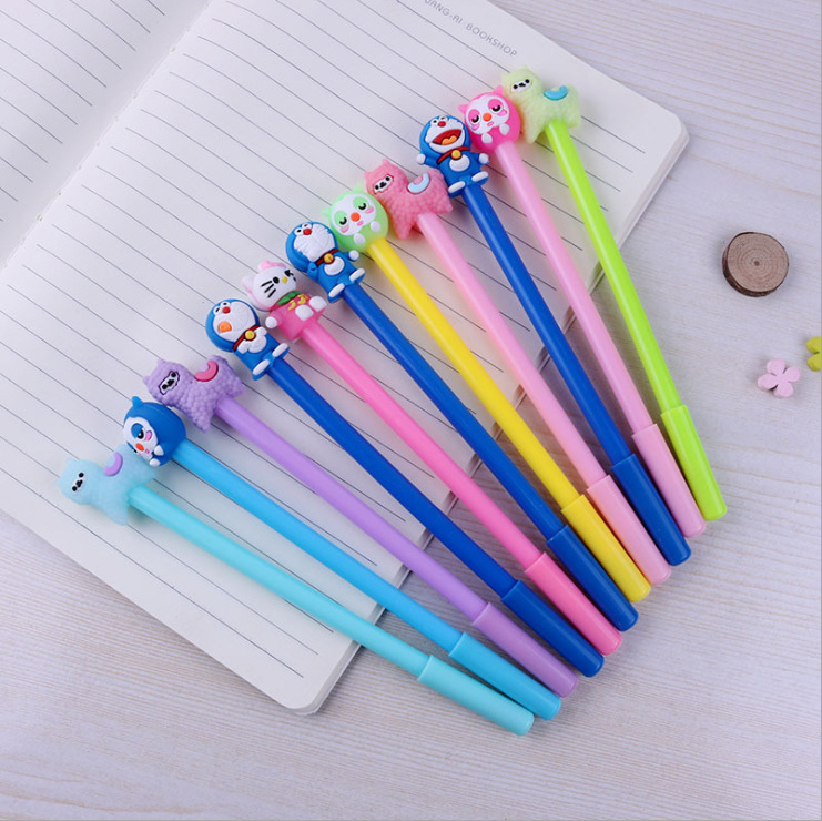 Office Stationery Student Signature Pen Three-Dimensional Cartoon Gel Pen Ball Pen Black Creative Gel Pen Cartoon Head Mixed Hair