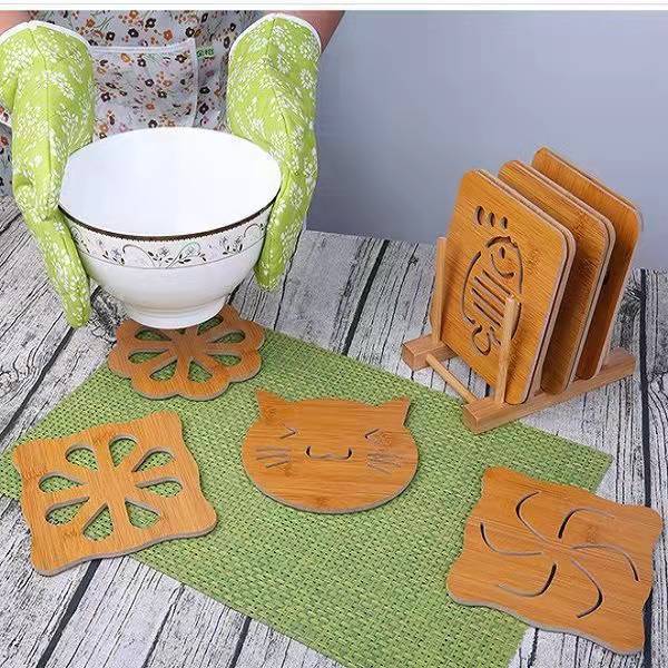 Heat Proof Mat Wooden Cartoon Dining Table Cushion Non-Slip Pot Mat Creative Mat Teacup Mat Bowl Coaster Cup Coaster Placemat