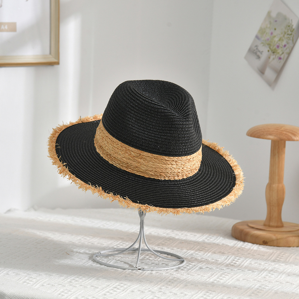 Straw Hat Women's Summer Sun Protection Sun Hat Beach Hat Western Style French Classic Style Ribbon Bucket Hat Billycock Wholesale