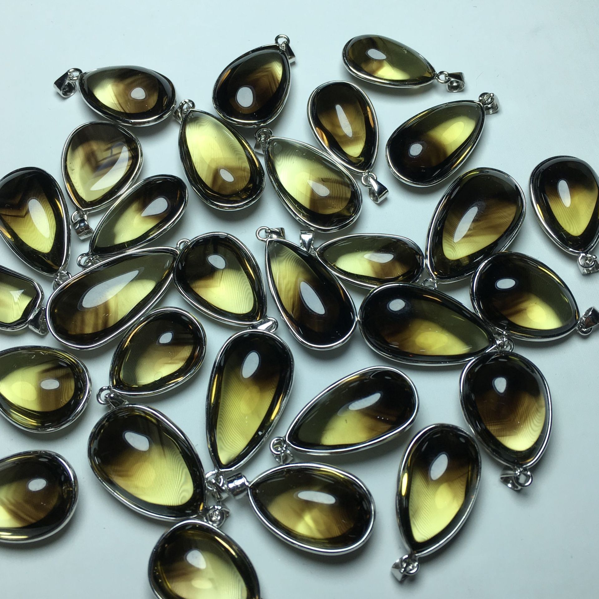 天然茶黄晶吊坠,s925银镶嵌,时尚气质个性大气水滴款,可跨境-阿里巴巴