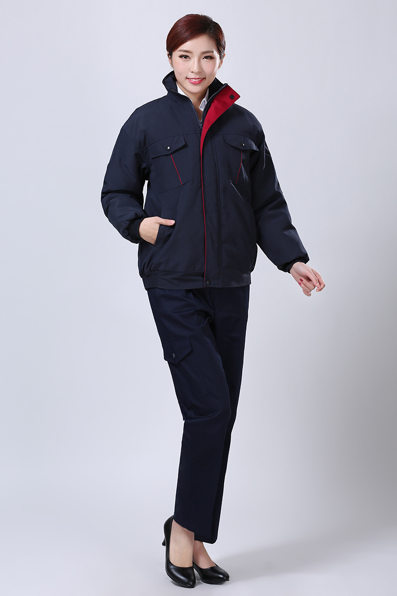 女款黑兰色工装尼冬季棉服加厚棉袄工作服棉衣外套上衣户外防寒