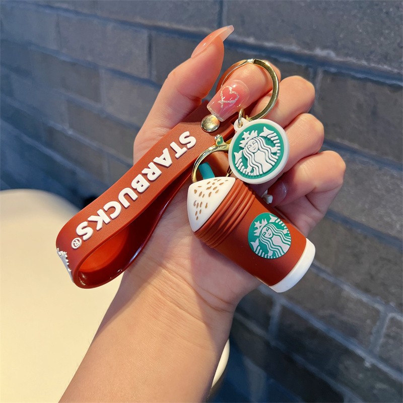 Creative Cartoon Starbucks Cylinder Cup Keychain Cute Milky Tea Cup Ice Cream Cup Key Chain Men's and Women's Handbags Pendant