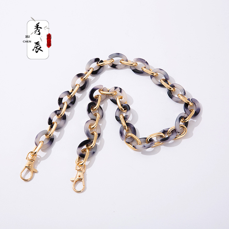 Resin Acrylic Stone Color Acetate Mixed Metal O-Shaped Women's Bag Single-Room Hand-Held Messenger Bag Strap Chain Accessories