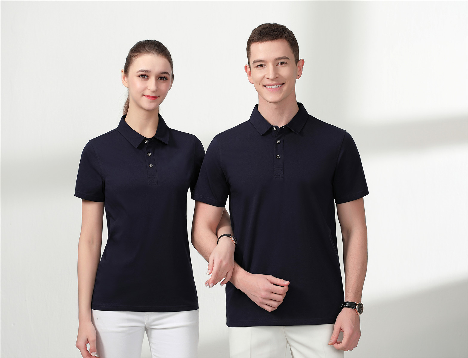 纯色polo翻领t恤工作服定制企业文化衫短袖夏季酒店工装定做logo