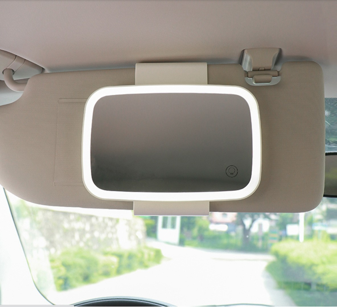 汽车遮阳板化妆镜 亚马逊led灯光触摸补妆镜车载镜子副驾驶梳妆镜