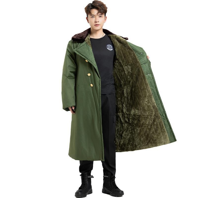 东北大棉袄军装大衣男冬季军绿加厚加长东北超长防寒保暖劳保安棉
