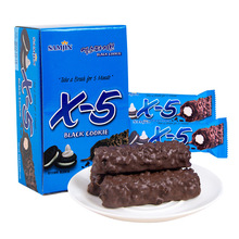 爆款热卖韩国零食三进X5夹心巧克力棒36g进口食品 膨化脆米饼干
