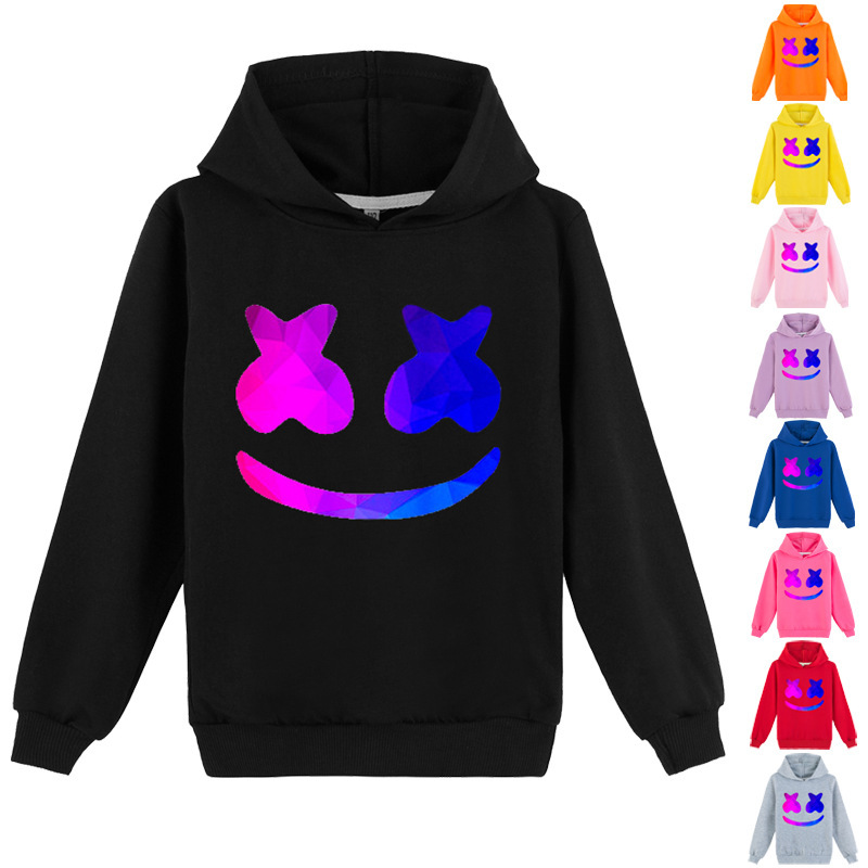 新品爆款促销 dj marshmello 棉花糖中大童男童帽衫 卫衣y010