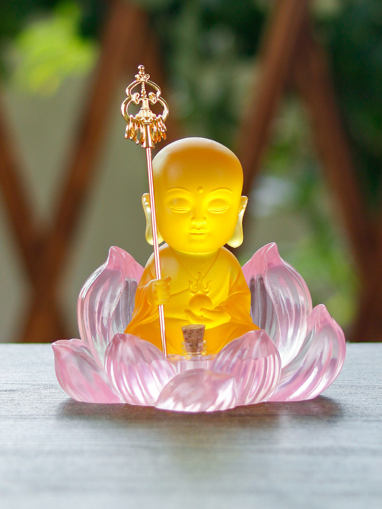 地藏菩萨莲花底座车内饰品中控台车载香薰摆件禅意家用供奉礼品