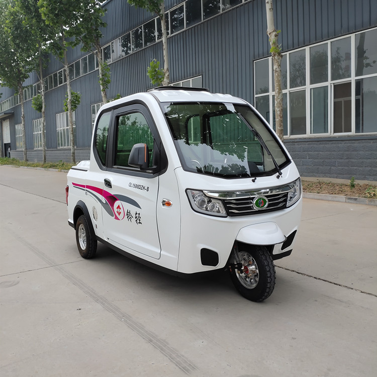 轻铃全封闭低速电动三轮皮卡车成人拉人载货代步车家用孩子接送车