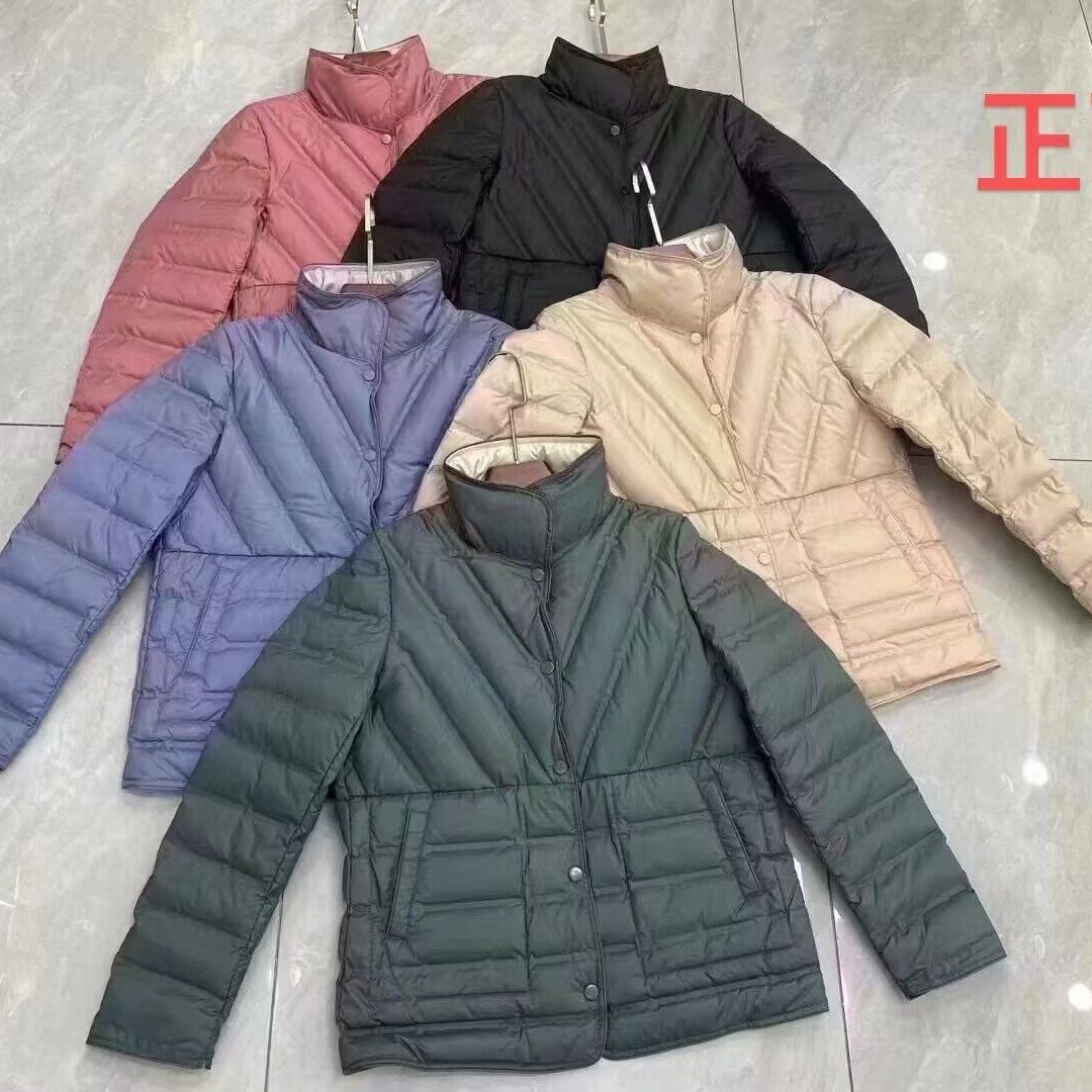 90白鸭绒压胶羽绒服女轻薄短款韩版连帽时尚双面穿外套冬-阿里巴巴