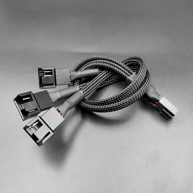 电脑机箱风扇线一分三五4pin扩展线 pwm温控散热风扇hub集线器