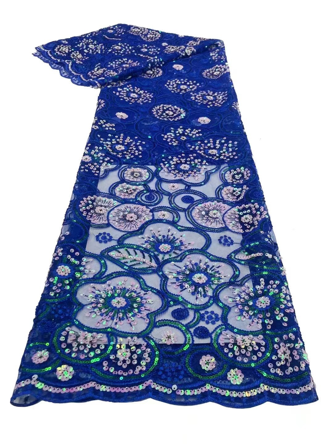 新款亮片刺绣花边网布绳绣珠片绣花布欧美婚纱礼服蕾丝布料mn2786