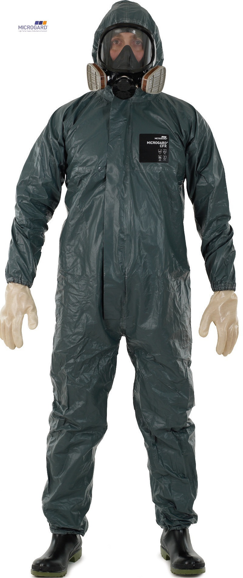 微护佳cfr半封闭式耐酸碱防化c级阻燃应急灰色防护服