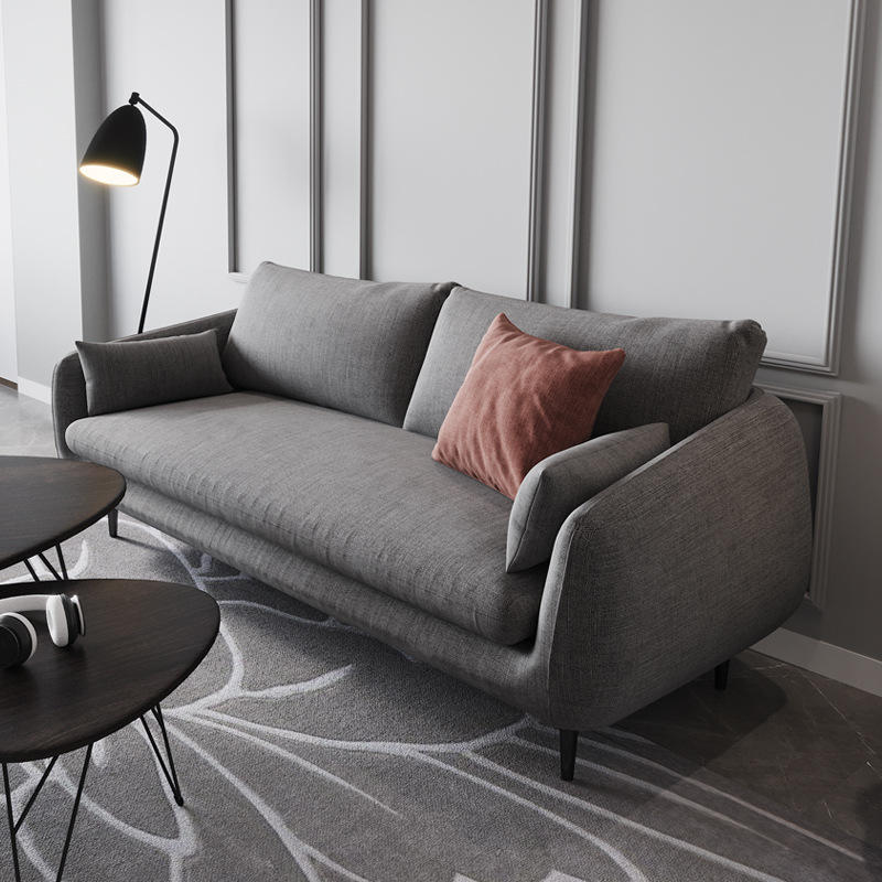 北欧双人沙发组合小户型服装店阳台公寓现代简约灰色三人布艺沙发