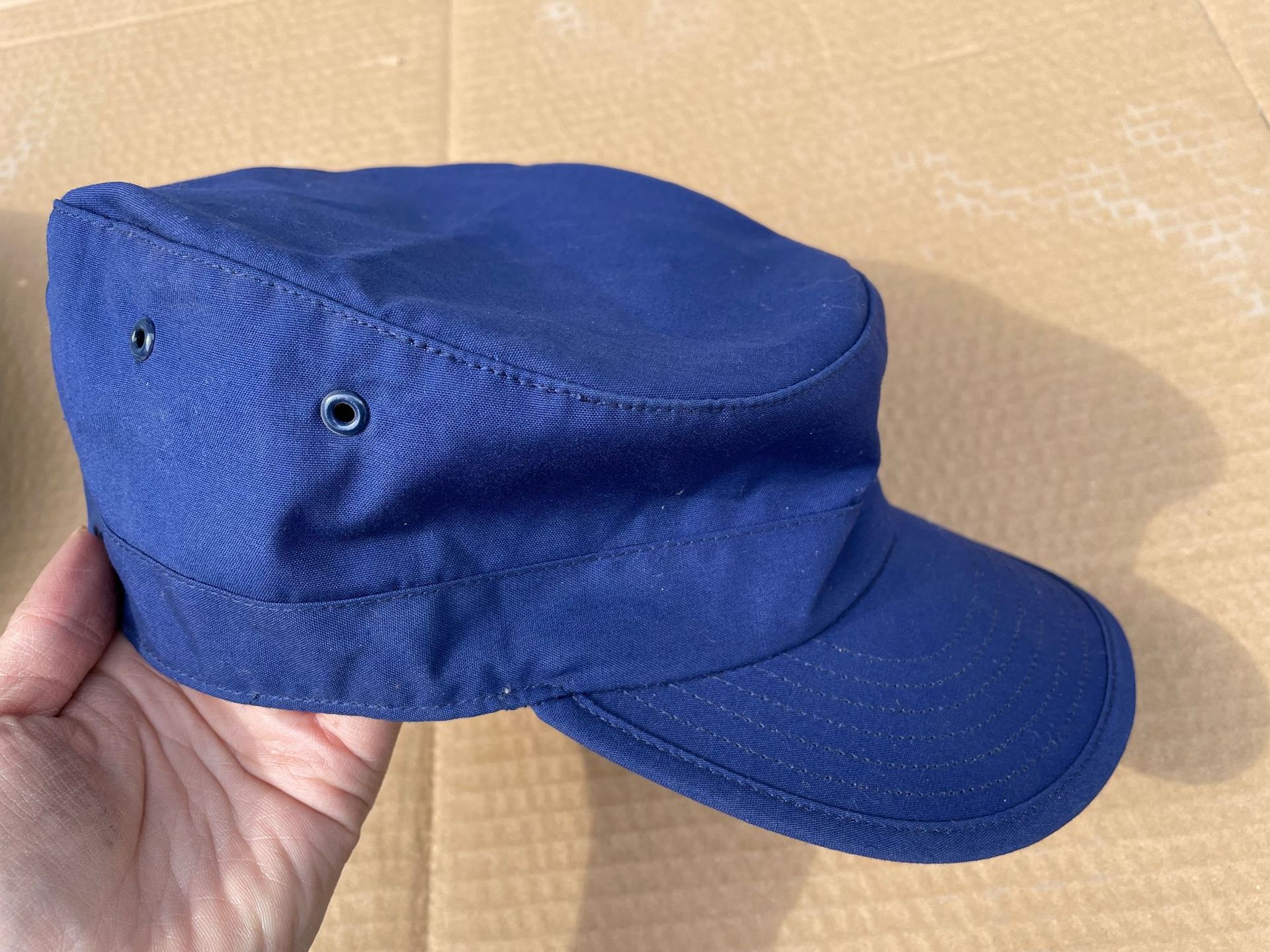 批发87作训帽子 正品老货库存05工作解放帽蓝绿的确良平顶作训帽