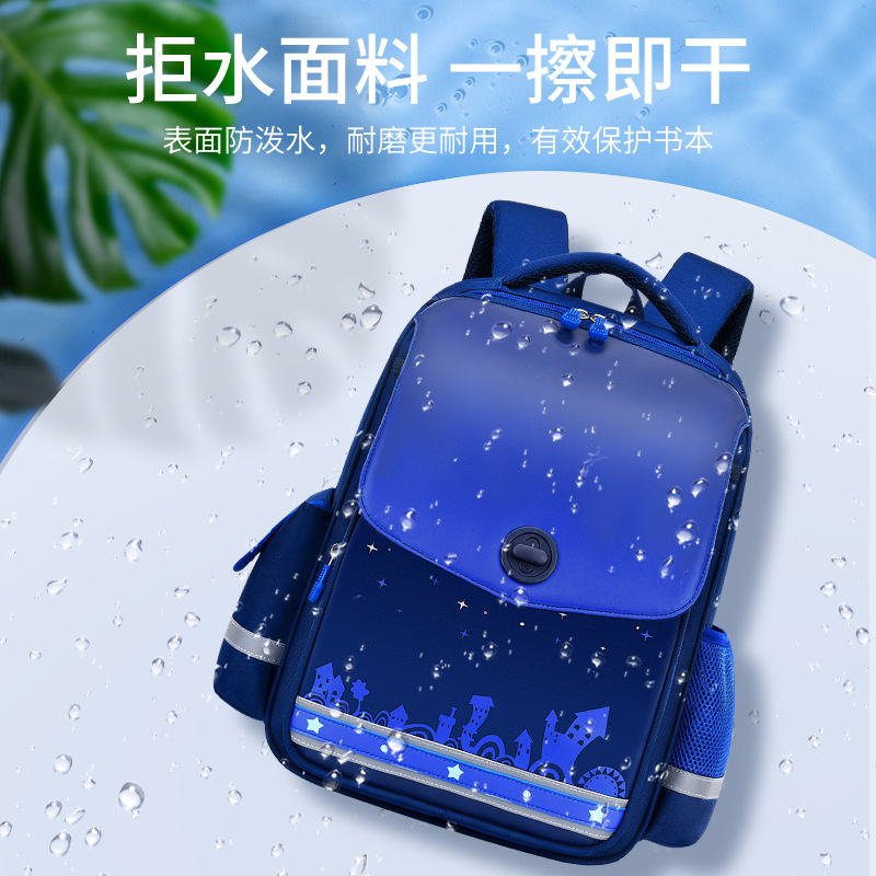 Primary School Student Schoolbag Wholesale Decompression Spine Protection Waterproof Pu Material Children Backpack Foreign Trade Cross-Border Hot
