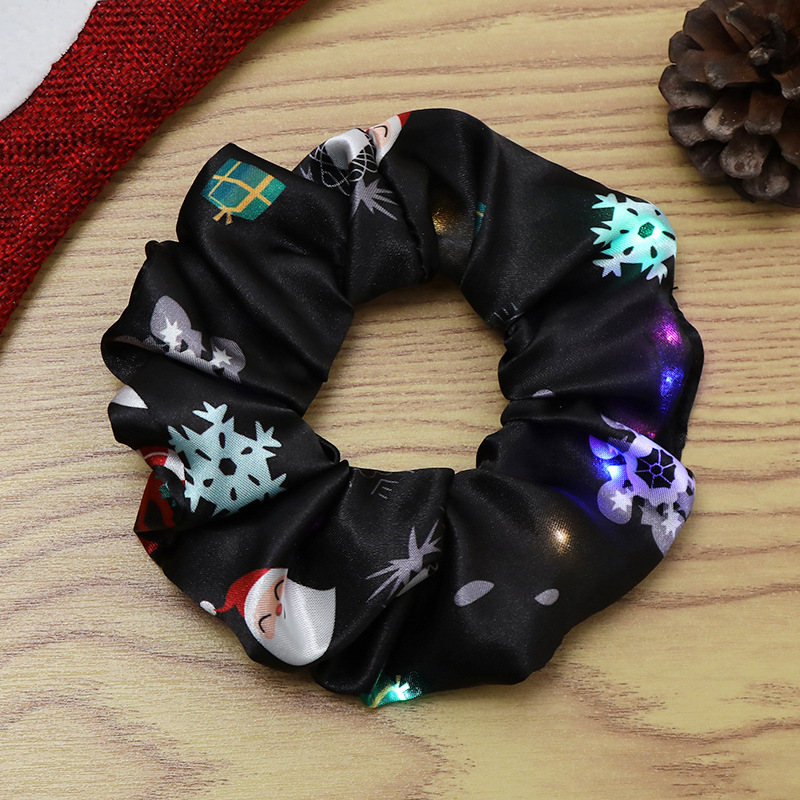 New Christmas Large Intestine Ring Hair Rope Luminous LED Light Large Intestine Hair Ring Hair Accessories Girl Heart Tie-up Hair Head Rope