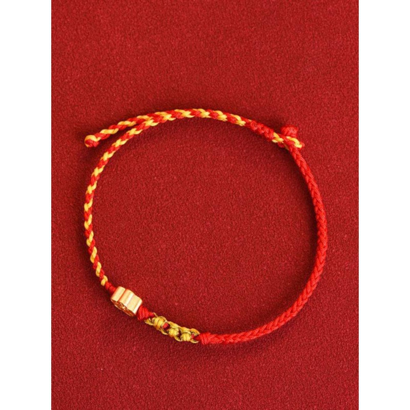 金包银小桃花手串黄金足金手链女纯黄金四叶草编织手绳情人节送礼