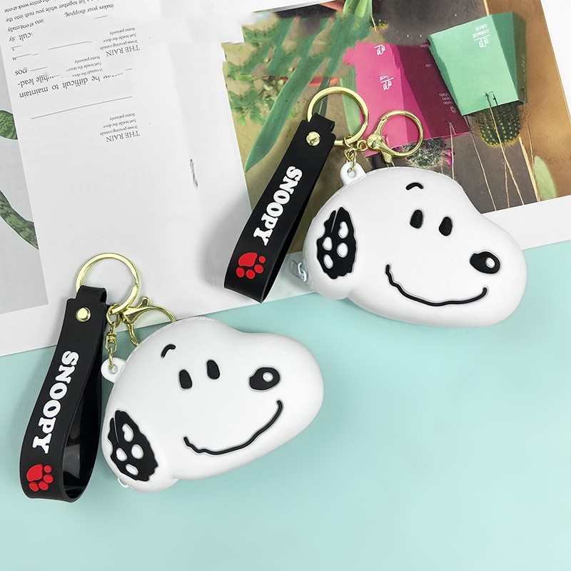 creative cartoon snoopy coin purse keychain cute white dog key bag pendant men and women accessories wholesale