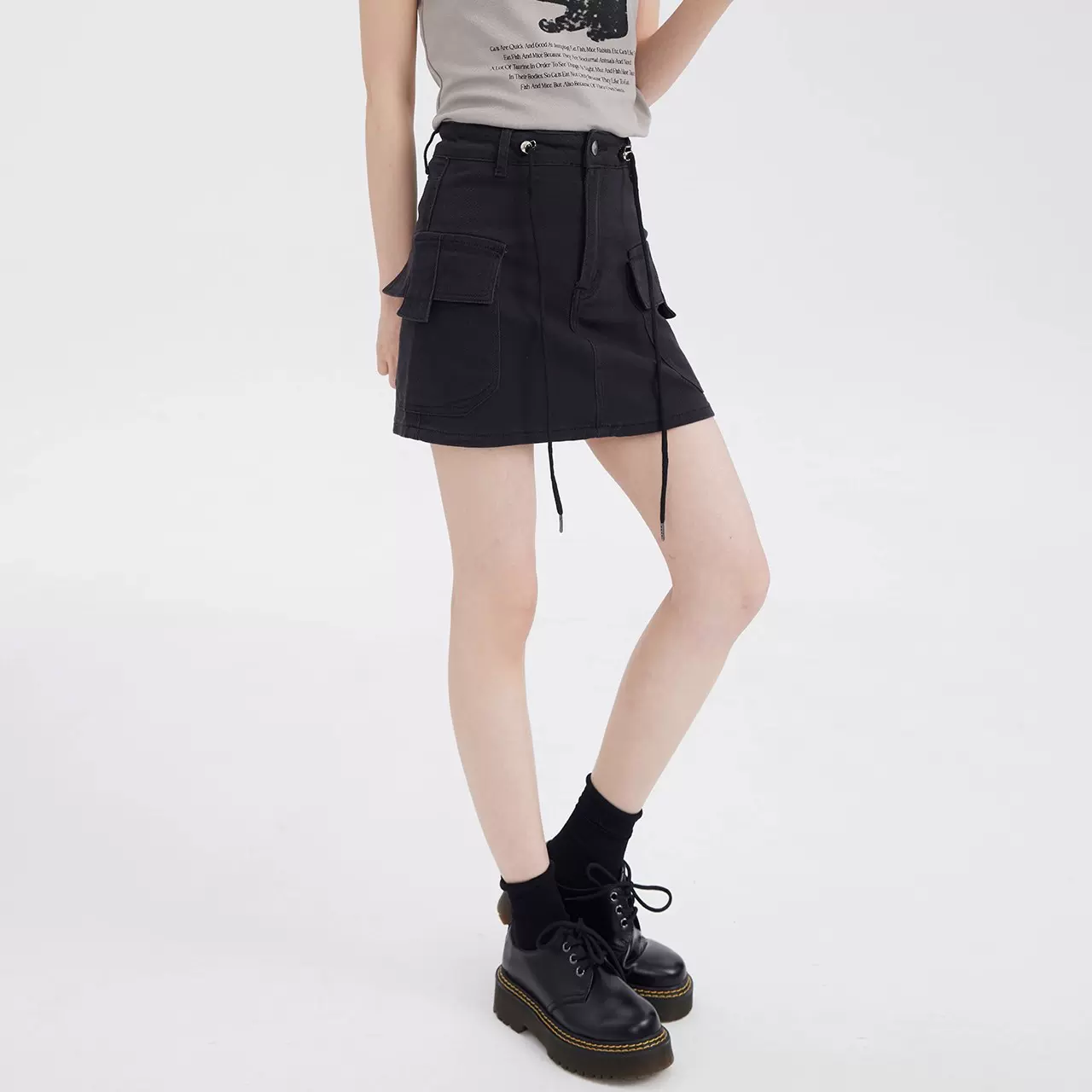 美式工装高腰牛仔半身裙女夏秋大码胖mm辣妹a字百搭显瘦包臀短裙