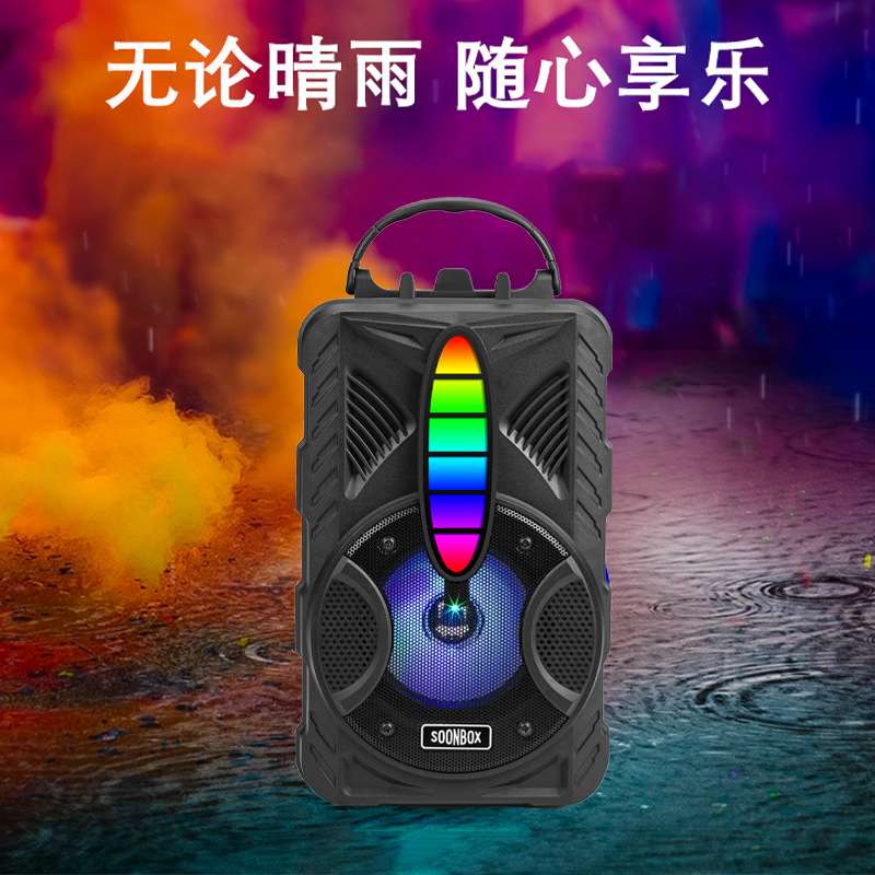 Soonbox New S56 Bluetooth Speaker Usb Card Led Cool Color Light Portable Outdoor 4-Inch Portable Audio
