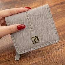 女士钱包薄款短款小钱包女士两折叠搭扣软皮夹零钱包手拿卡包钱夹