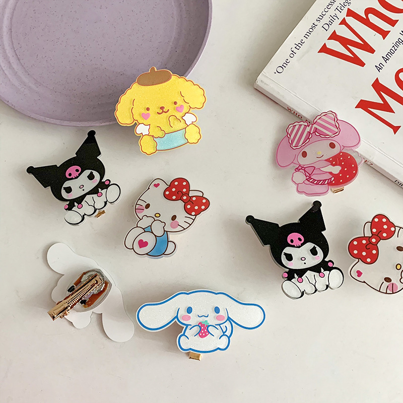 Tiktok Same Style Luminous Sanrio Barrettes Jade Hare Dog Hairpin Korean Style Clip Cute Cartoon Bang Clip Accessories