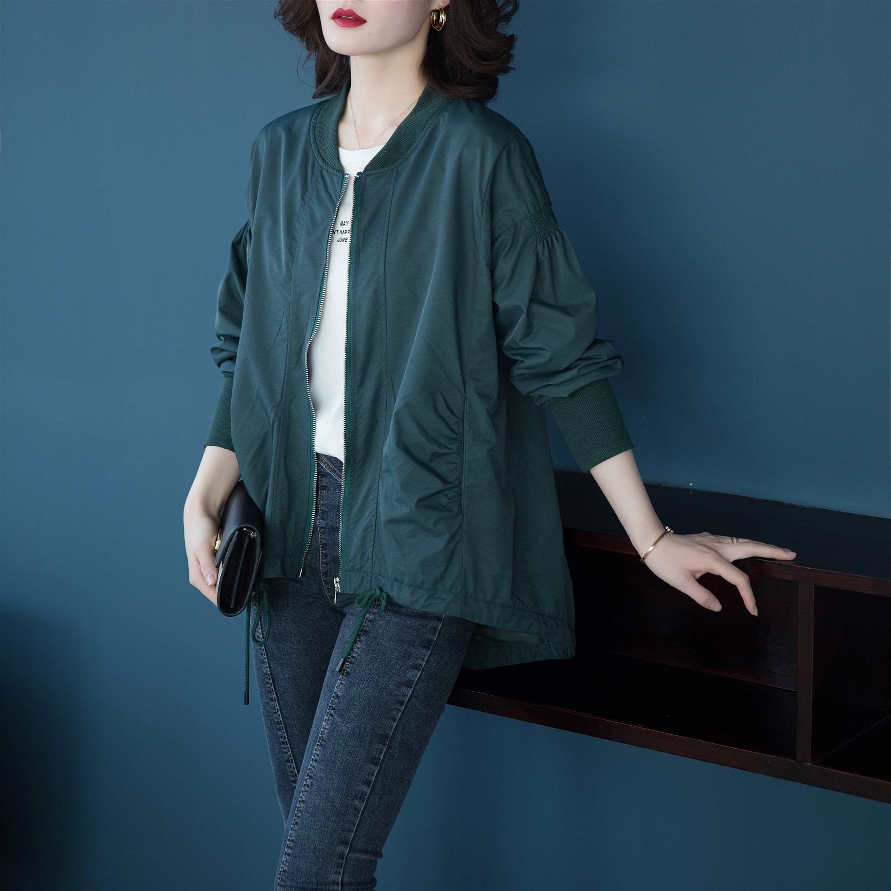 2021春装女外套英伦风棒球领开衫薄上衣轻奢显瘦大码潮人气质女装