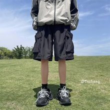 美式速干短裤男2024夏季新款冲锋裤大口袋设计感户外运动五分裤子