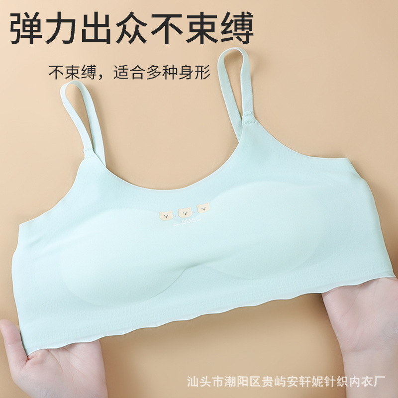 Vest Female Student Development Period 12-16 Years Old Girls' Underwear Older Children Junior High School Girl Ice Silk Sling Bra Summer