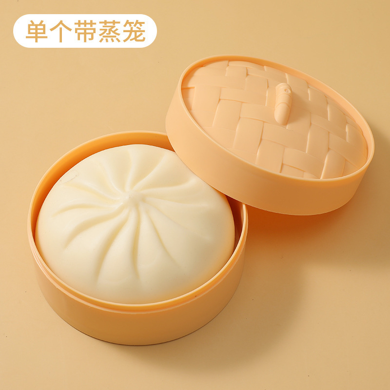 Tiktok Same Simulation Vent Color Big Steamed Stuffed Bun Decompression Slow Rebound Squeezing Toy Small Steamer Bun Novelty Small Toy