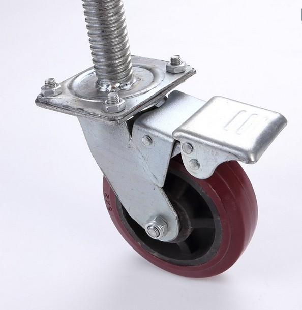 移动脚手架轮子转向轮活动架子丝杆脚轮寸滑轮底座万向轮带刹车