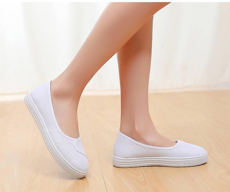 护士鞋女白色平底医院工作鞋舒适牛筋底布鞋透气软底师小白鞋