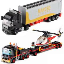 城市拖拉机运输工程货车大卡车男孩兼容积木拼装汽车模型玩具代发