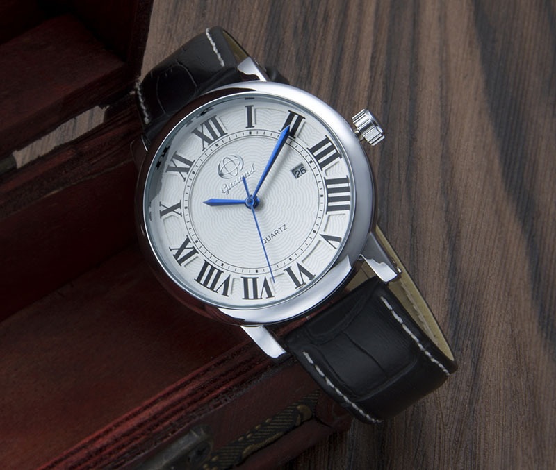 古驼休闲男士石英手表大罗马数字石英表男单日历石英表礼品表批发