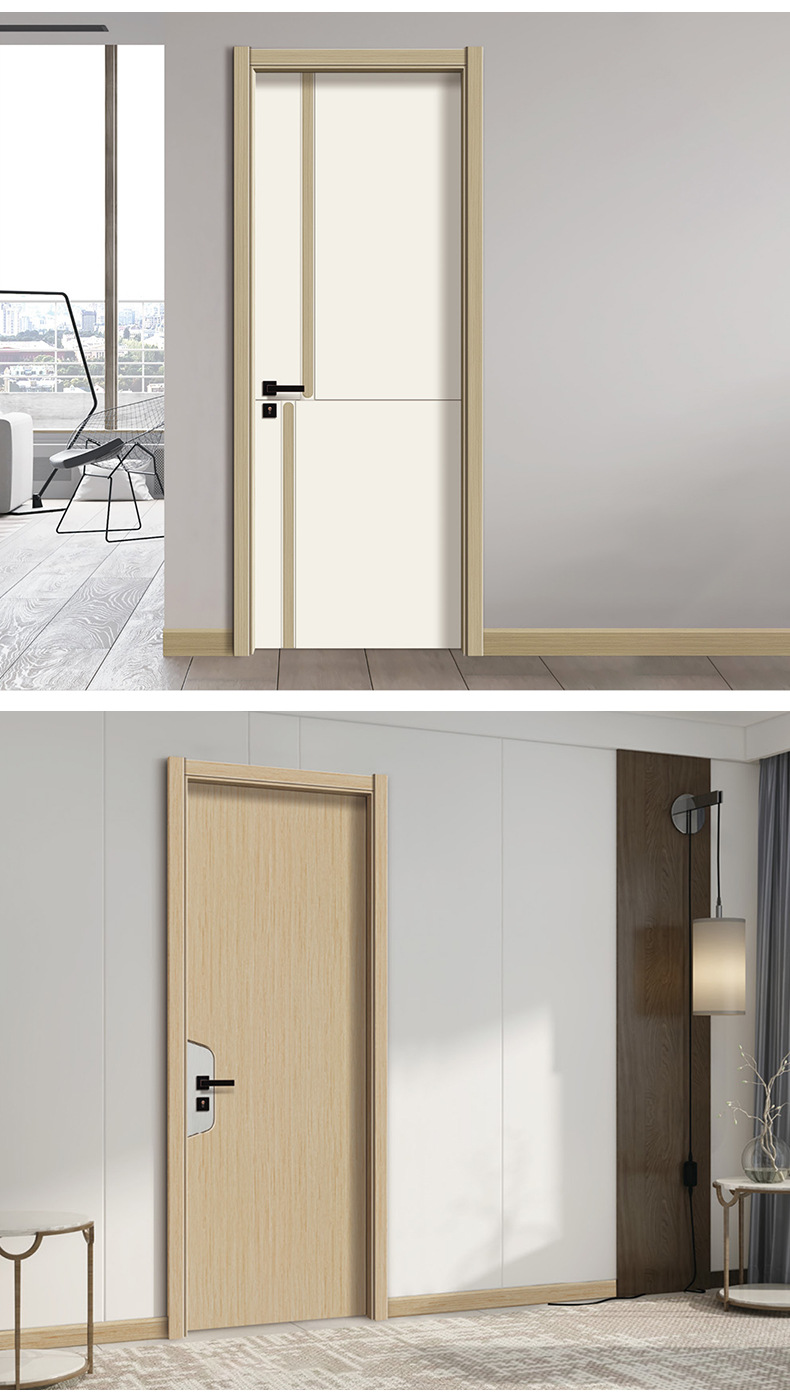 厂家直供实木门 室内平开免漆隔音复合生态门 工程门定制云木拼接