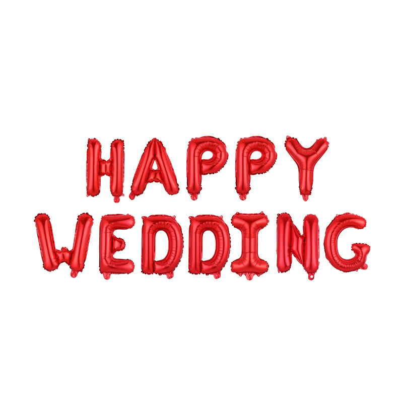 Factory Direct Sales Happy Wedding Happy Wedding Aluminum Film Set Cross-Border 16-Inch Letter Aluminum Film Balloon