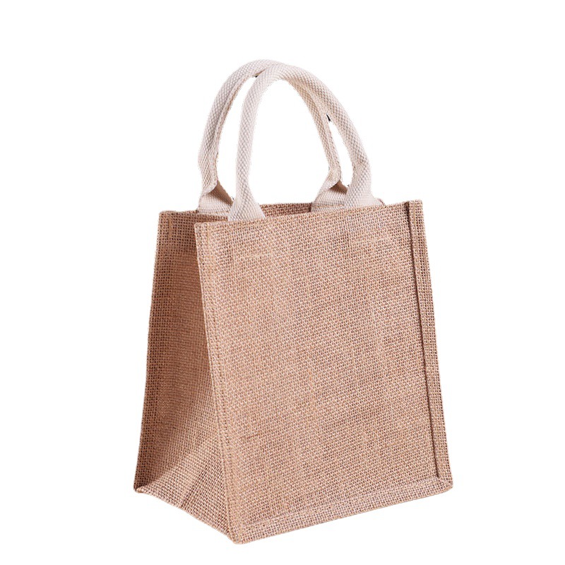 in Stock Wholesale Blank Sack Diy Hand-Painted Hessian Cloth Hand-Held Packing Bags Shopping Bag with Printable Logo