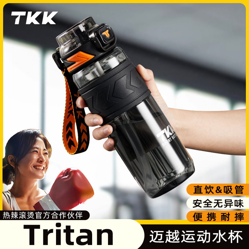 TKK新款tritan塑料运动水杯户外便携一键弹盖杯子一件代发包邮