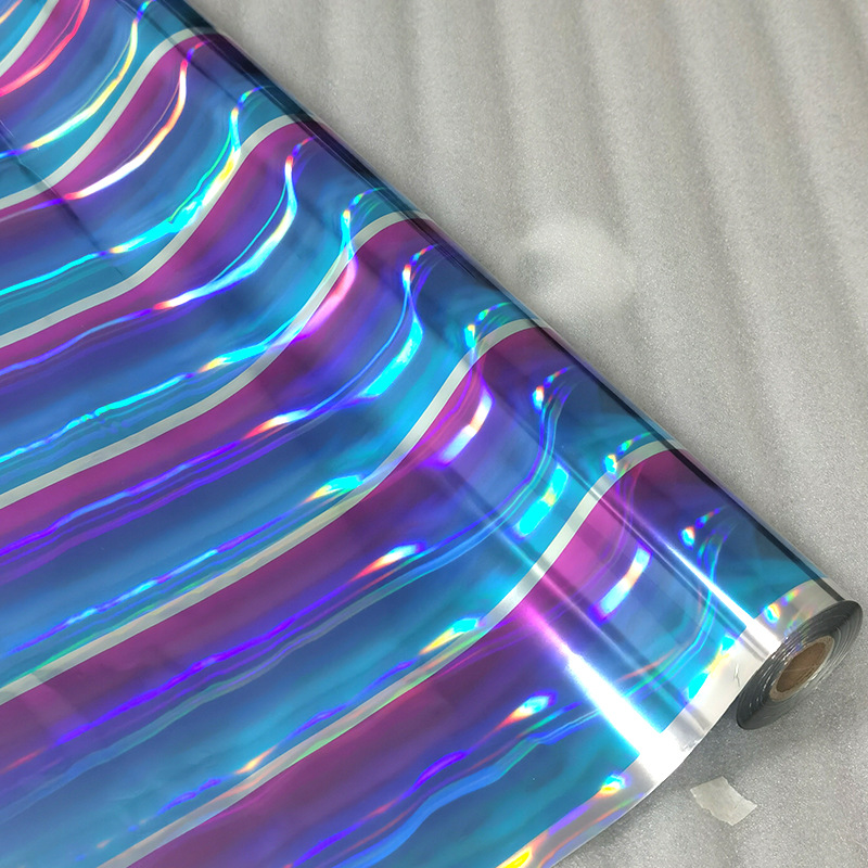 七彩渐变金箔纸 烫印材料电化铝膜 紫蓝多色镭射光柱塑料烫金纸
