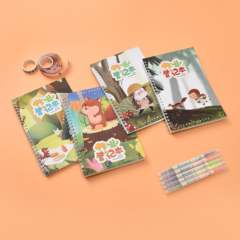 Elementary School Student Exercise Book Class Assignment Registration Book A5 Cartoon Extra Thick Coil Notebook Home Exercise Book Wholesale