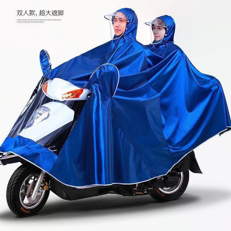 摩托车电动车雨衣防暴雨男女士护脸遮脚加大加厚雨披双人雨衣 图片