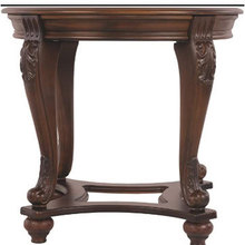 圆形桌子茶几实木玻璃桌子棕色钢琴烤漆镂空花纹定制款红木