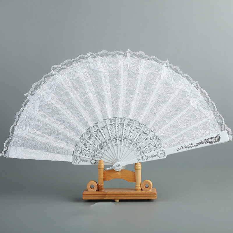 Factory Antique Double Layer Orchid Lace Fan Dance Plastic Folding Fan Folding Fan Wholesale Performance Props