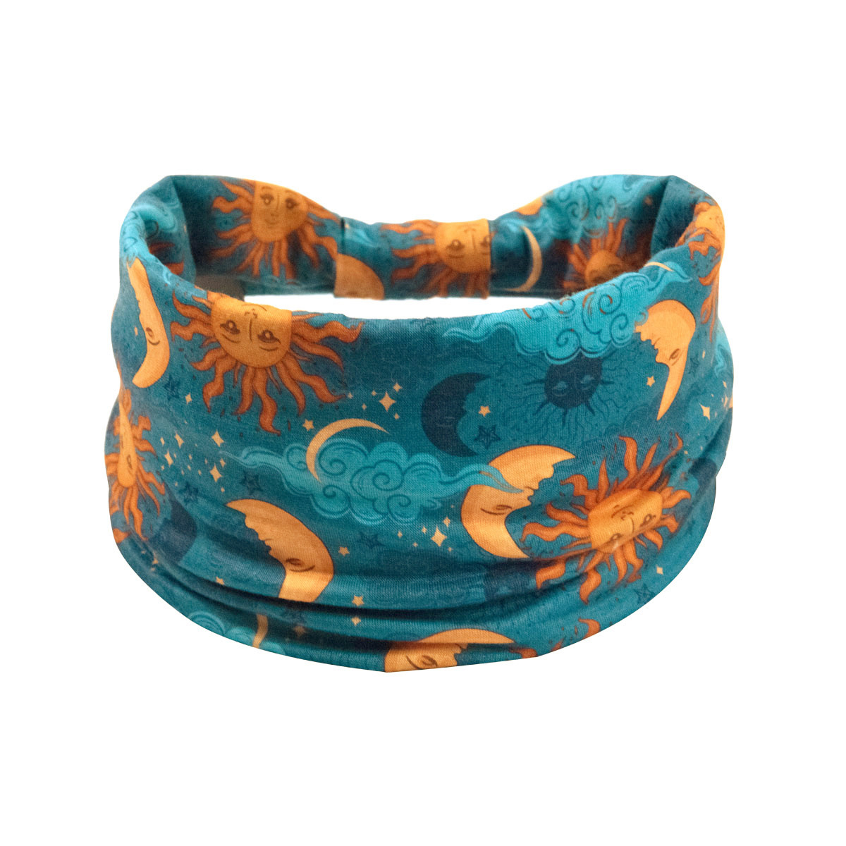 European and American New Exercise Hair Band Starry Sky Moon Printed Hair Band Bohemian Elastic and Sweat-Absorbing Women's Wide-Brimmed Headband