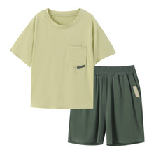 夏季短袖莫代尔薄款儿童睡衣男童空调服女童运动休闲套装冰丝