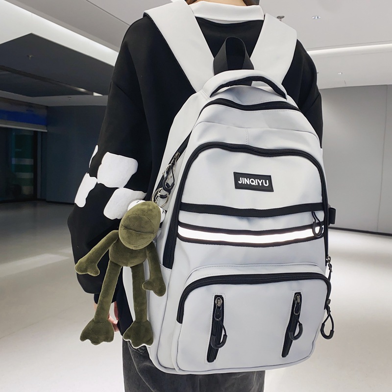 Korean Style Fashionable Casual Backpack Large Capacity Fashionable Cool Tooling Style Backpack Early High School Student Schoolbag Wholesale