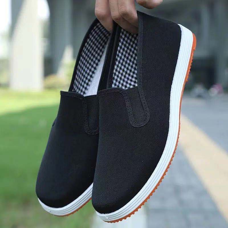 Old Beijing Cloth Shoes Men's Spring Shoes Handmade Strong Bottom Black Cloth Shoes Non-Slip Breathable Migrant Worker's Shoes