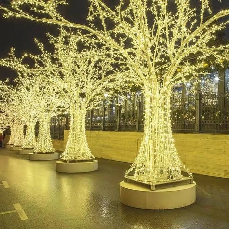 led灯串圣诞节满天星小彩灯户外庭院公园防水绕树皮线灯串-阿里巴巴